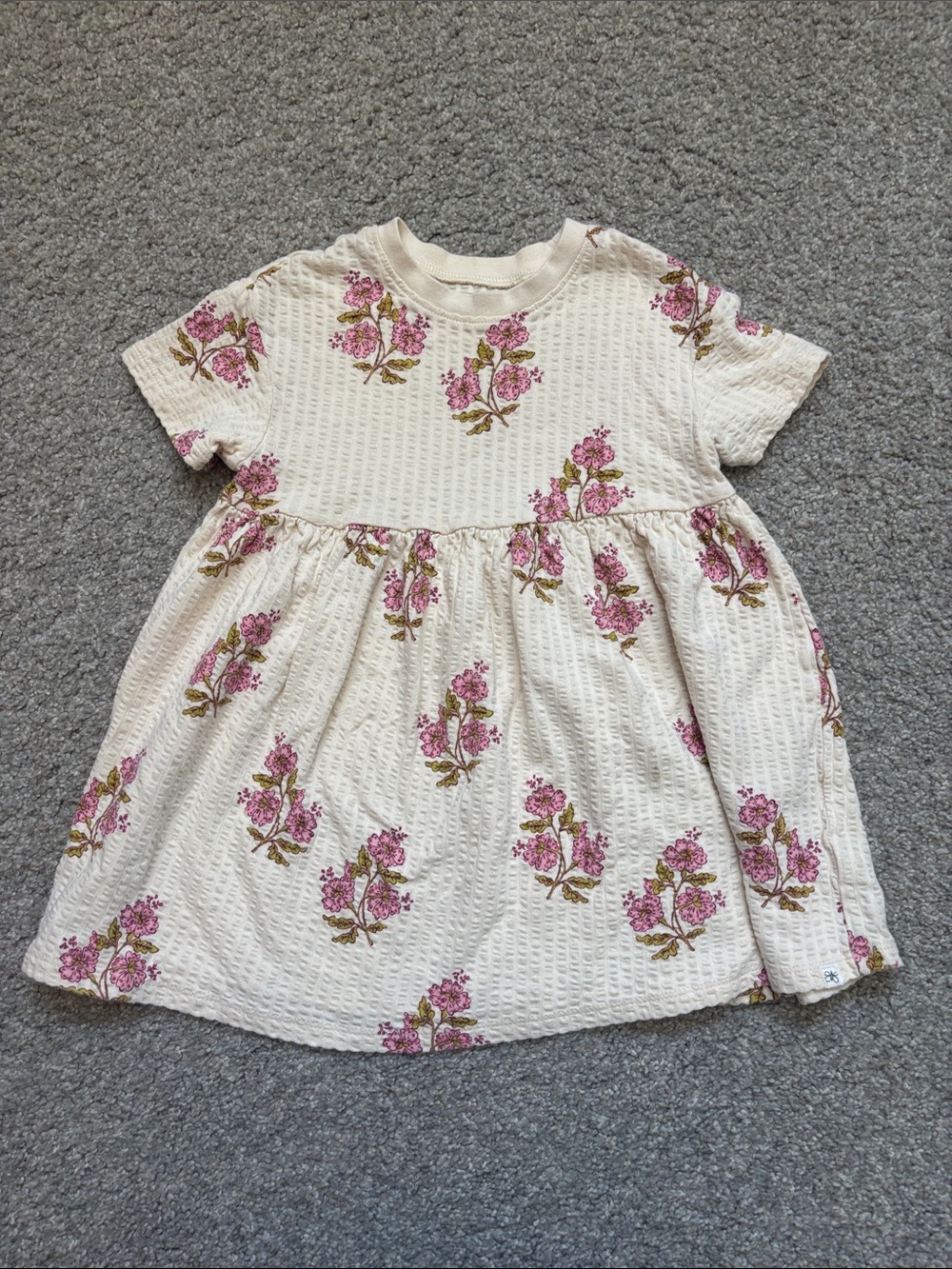 next Cream Dress with Pink Floral Print 3/4T